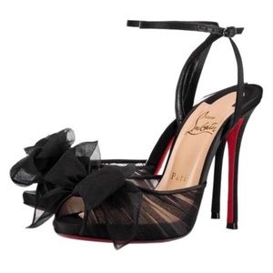 Black Artydiva Chiffon Bow Stiletto Sandal Pumps
